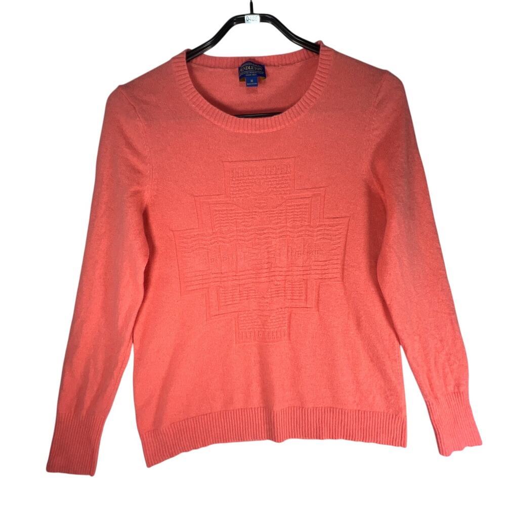 Pendleton Woman's Pink Salmon 100% Soft Cashmere knit Pullover Sweater Size: M